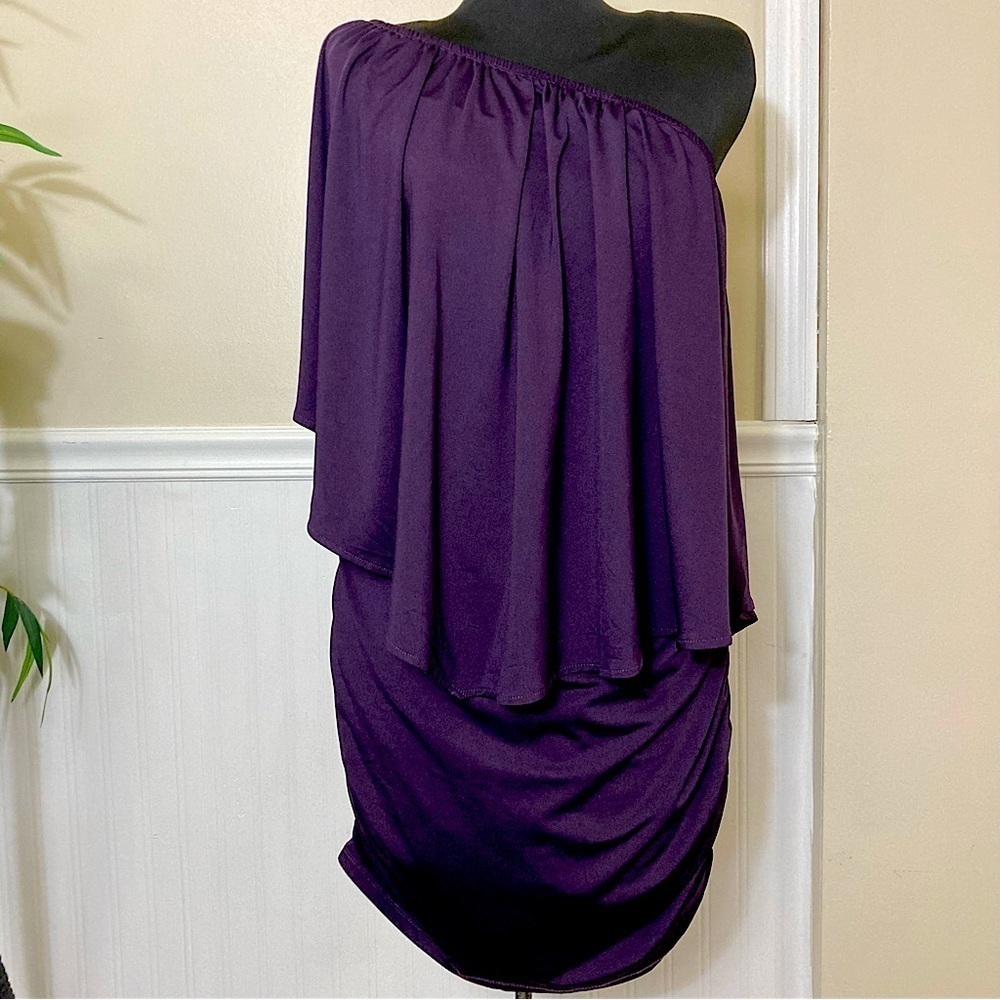 Women Off Shoulder Ruffles Bodycon Mini Dress,‎ size L EUC - Picture 8 of 10